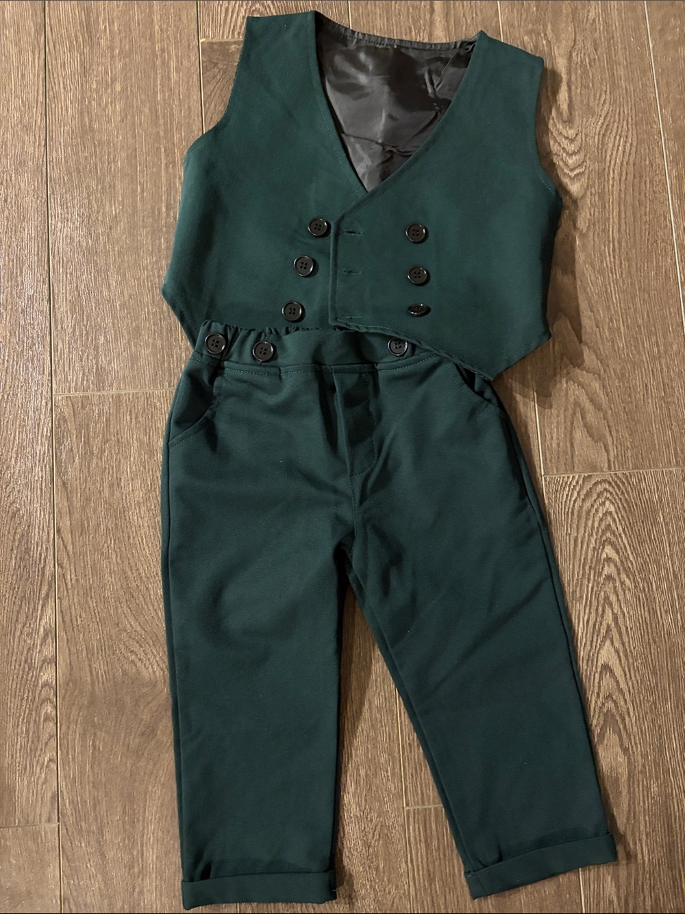 Children's Dark Green Dress Pants and Vest Set